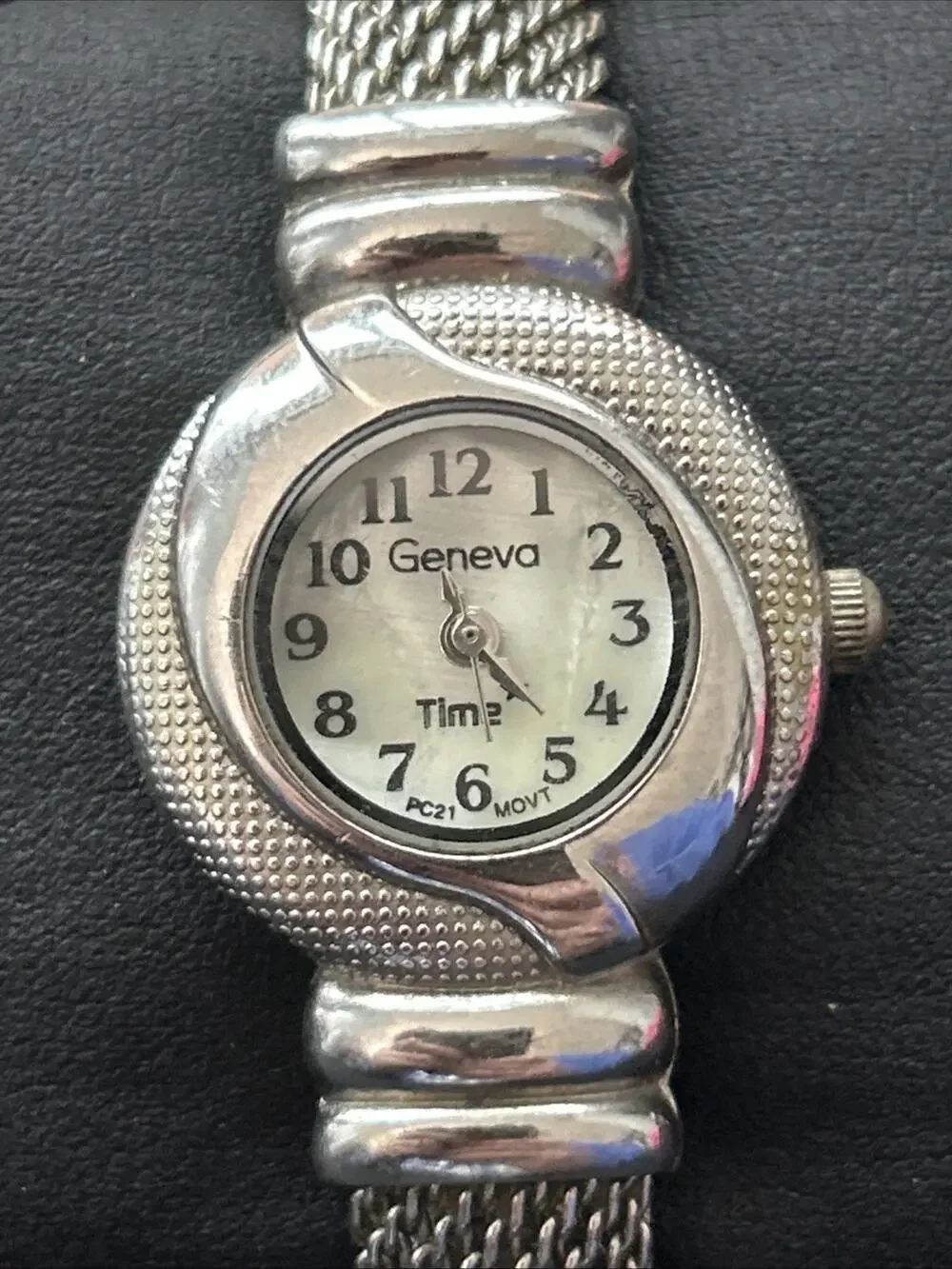 Geneva Silver Tone Women’s Cuff Watch
